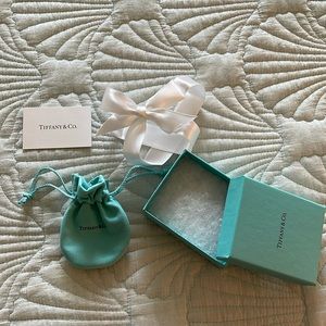 Tiffany box, pouch, ribbon and card